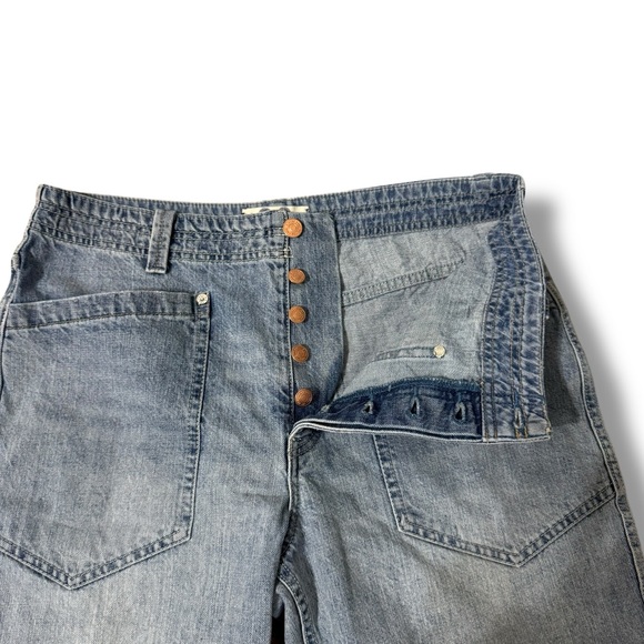 Free People Rabble Rouser Cut Denim Shorts Raw Hem Size 30 - Picture 6 of 7
